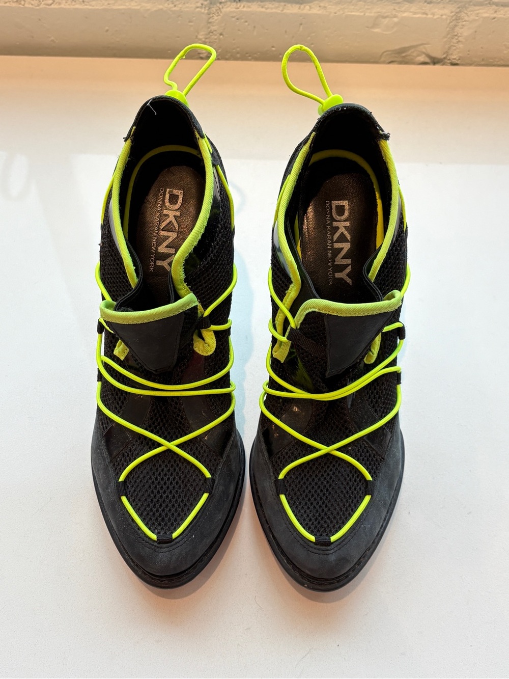 Black & Neon Green High Heel Sneaker - Picture 2 of 6